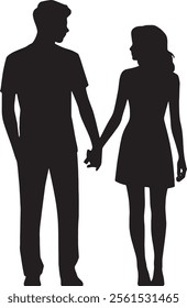 Romantic couple silhouette vector art showing love and connection with timeless poses like hugging and kissing perfect for Valentines Day designs romantic decorations and love themed creative projects