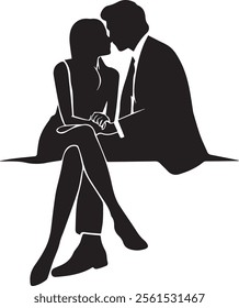Romantic couple silhouette vector art showing love and connection with timeless poses like hugging and kissing perfect for Valentines Day designs romantic decorations and love themed creative projects