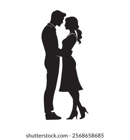 Romantic couple silhouette Vector illustration