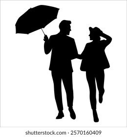 Romantic Couple Silhouette Vector illustration