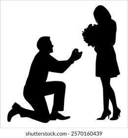 Romantic Couple Silhouette Vector illustration