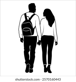 Romantic Couple Silhouette Vector illustration