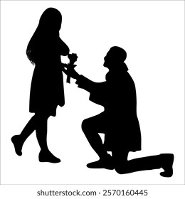 Romantic Couple Silhouette Vector illustration