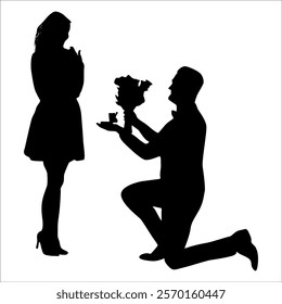 Romantic Couple Silhouette Vector illustration