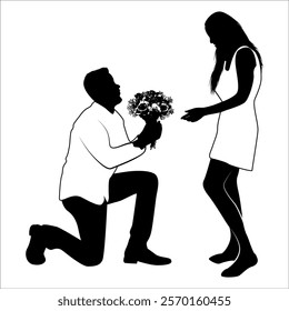 Romantic Couple Silhouette Vector illustration