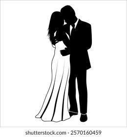 Romantic Couple Silhouette Vector illustration