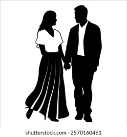 Romantic Couple Silhouette Vector illustration