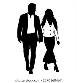 Romantic Couple Silhouette Vector illustration