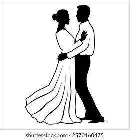 Romantic Couple Silhouette Vector illustration