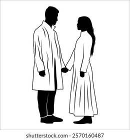 Romantic Couple Silhouette Vector illustration