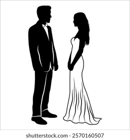 Romantic Couple Silhouette Vector illustration