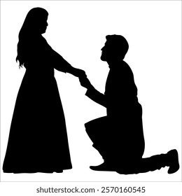 Romantic Couple Silhouette Vector illustration