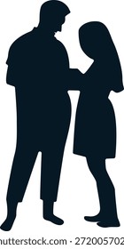 Silhueta de casal romântico. Ilustração de vetor.