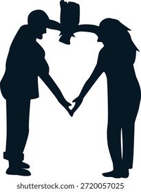 Romantic Couple Silhouette. Vector Illustration.