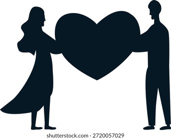 Silhueta de casal romântico. Ilustração de vetor.