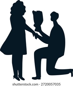 Silhueta de casal romântico. Ilustração de vetor.