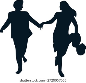 Silhueta de casal romântico. Ilustração de vetor.