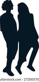 Romantic Couple Silhouette. Vector Illustration.
