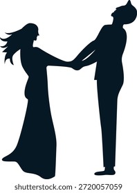 Romantic Couple Silhouette. Vector Illustration.