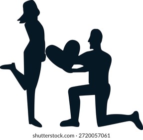 Silhueta de casal romântico. Ilustração de vetor.