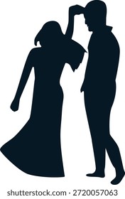 Silhueta de casal romântico. Ilustração de vetor.