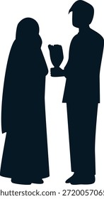 Silhueta de casal romântico. Ilustração de vetor.