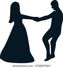 Silhueta de casal romântico. Ilustração de vetor.