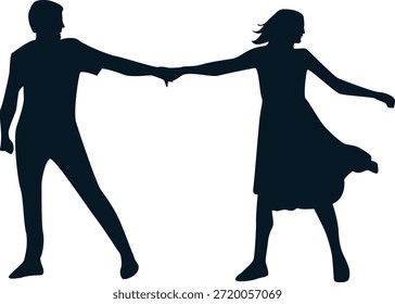 Silhueta de casal romântico. Ilustração de vetor.