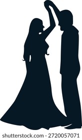 Silhueta de casal romântico. Ilustração de vetor.