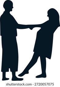 Silhueta de casal romântico. Ilustração de vetor.