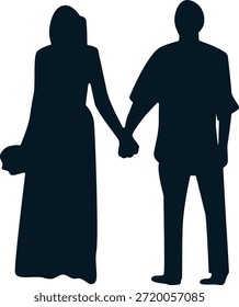 Silhueta de casal romântico. Ilustração de vetor.