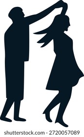 Silhueta de casal romântico. Ilustração de vetor.