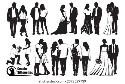 Romantic Couple Silhouettes Vector art