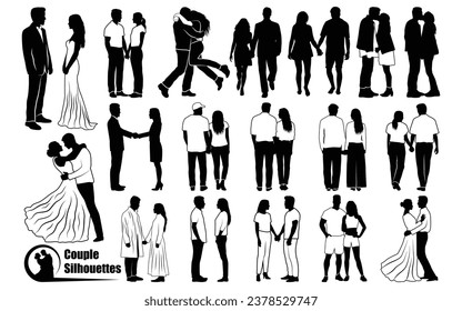 Romantic Couple Silhouettes Vector art