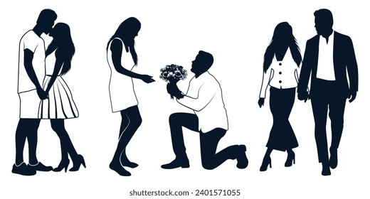 Romantic Couple Silhouettes Vector art