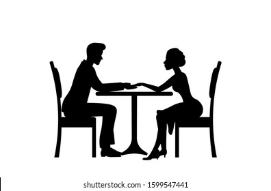 Silhouettes Girls Cafe Sitting Table Vector Stock Vector (Royalty Free ...