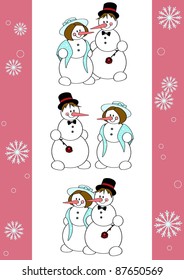 Romantic couple of snowman characters