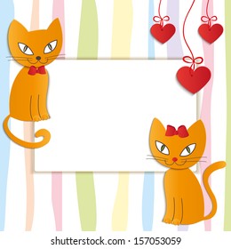 romantic couple of two loving cats - Illustration, vector