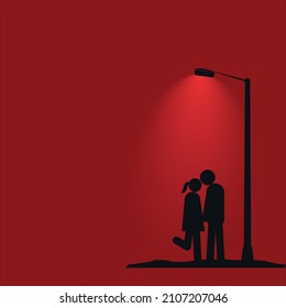Romantic couple under lamp post