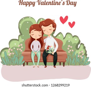 romantic couple for valentine greeting card