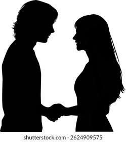 romantic couple in vector illustration silhouette white and black
