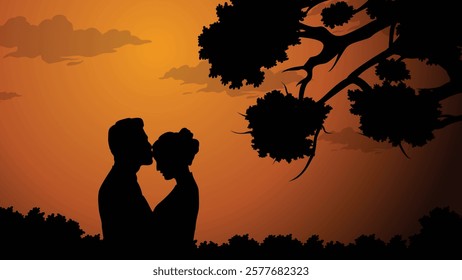 romantic couple vector image | couple background | romantic couple | shadow couple