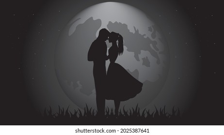 imagen vectorial de pareja romántica | Luna |Noche romántica