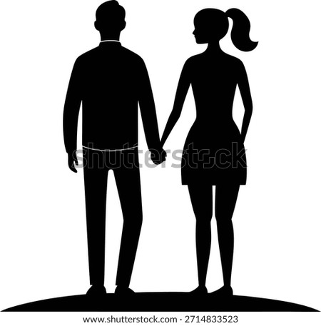 romantic couple vector silhouette art and illustration