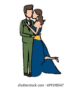 romantic couple wedding woman and man kissing