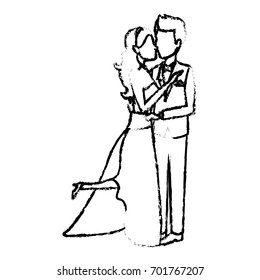 romantic couple wedding woman and man kissing