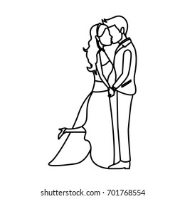 romantic couple wedding woman and man kissing