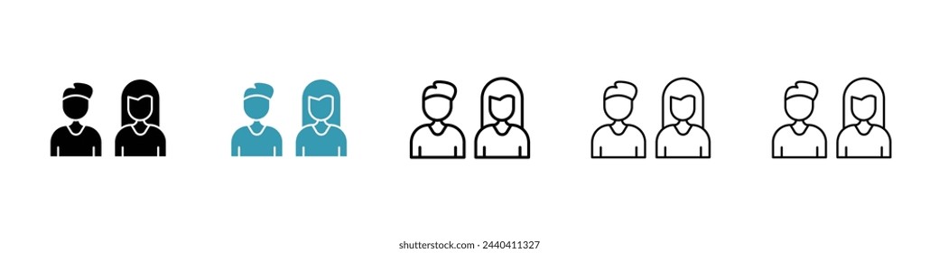 Colección de iconos de parejas románticas. Hombres y Mujeres Relación y Símbolos de Amor