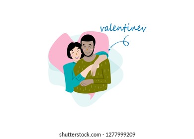 romantic couples isolated on white background.portraits of men and women in love hugging,vector illustration for Valentine's day greeting card,Cartoon Vector,flat design.