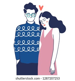 Romantic couples isolated on white background. Love, love story, relationship. Vector design concept for Valentines Day and other users. Hand drawn illustration for 14 February greeting card. 
